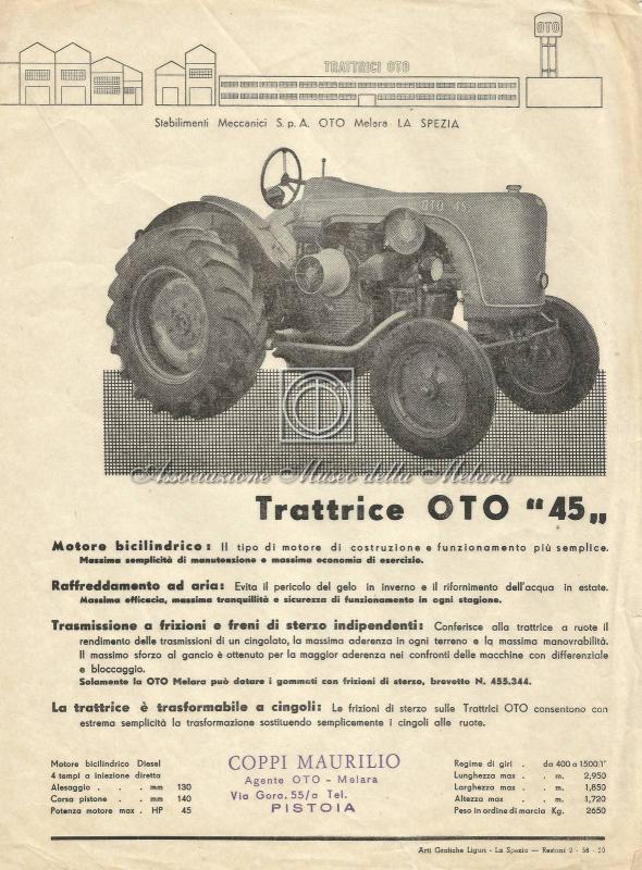 Trattrice OTO 45 - Documento pubblicitario